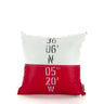 cuscino 40x40 cm con vele bianco e rosso con stampate le coordinate del faro di Gibilterra, prodotto da Rivelami